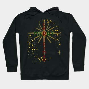 Christmas Cross and Star Red and Green Letters Hoodie